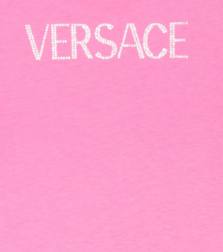 Cotton T-shirt with Versace logo, pink