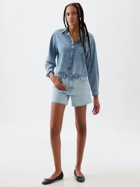 Cropped Denim Shirt with Washwell