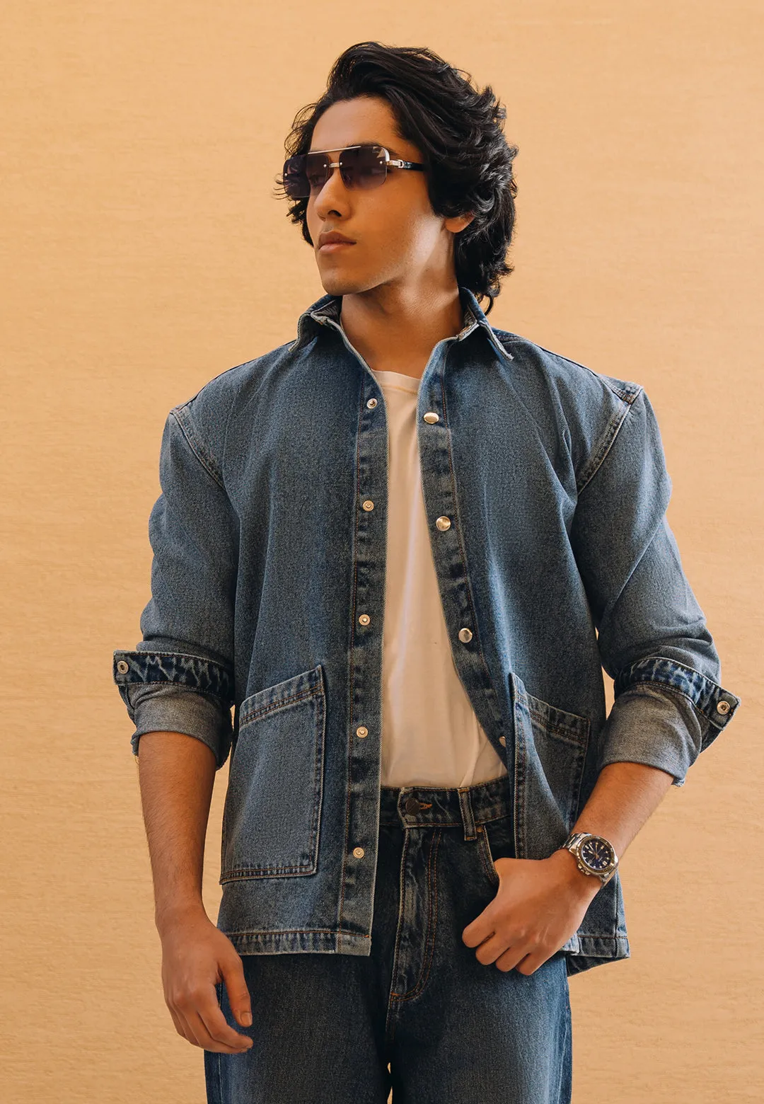 Denim Cross Pocket Shirt