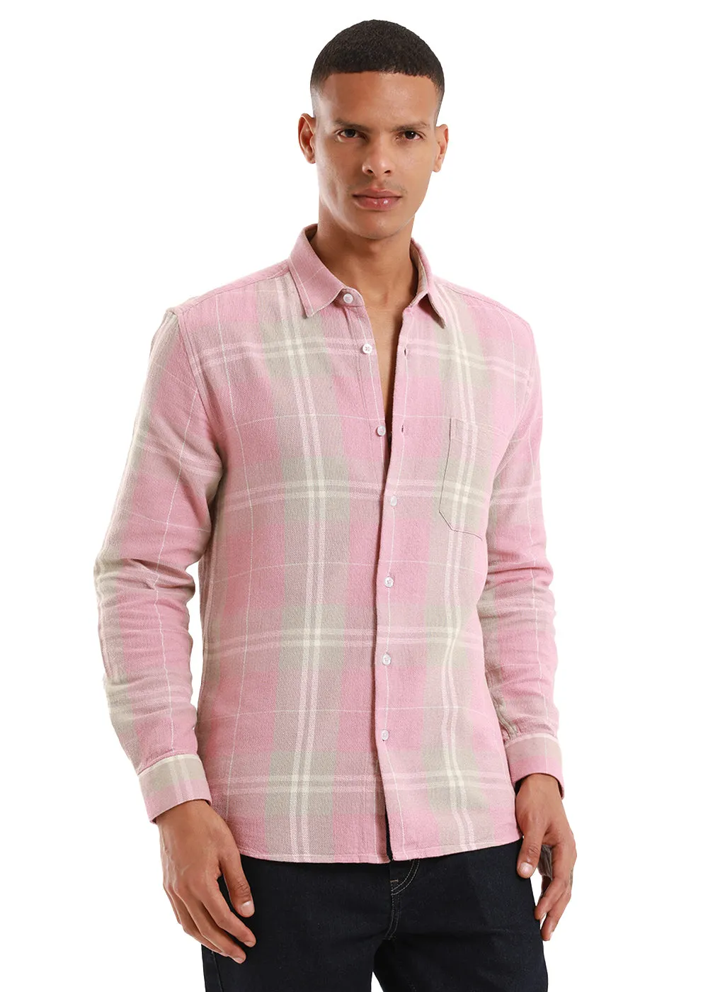 Dobby French Pink Check Shirt