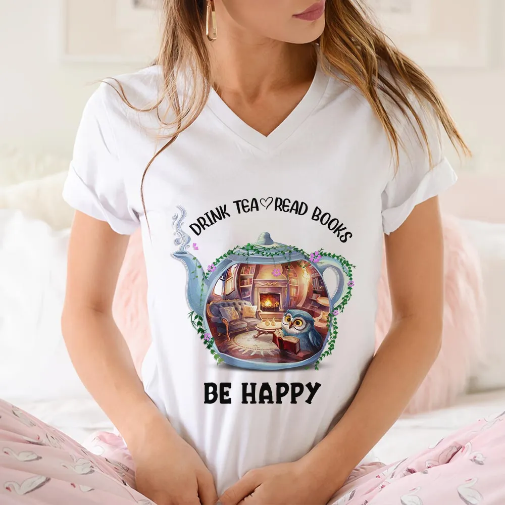 Drink Tea Read Books Teapot Owl Book Lovers Gift TSVW2035