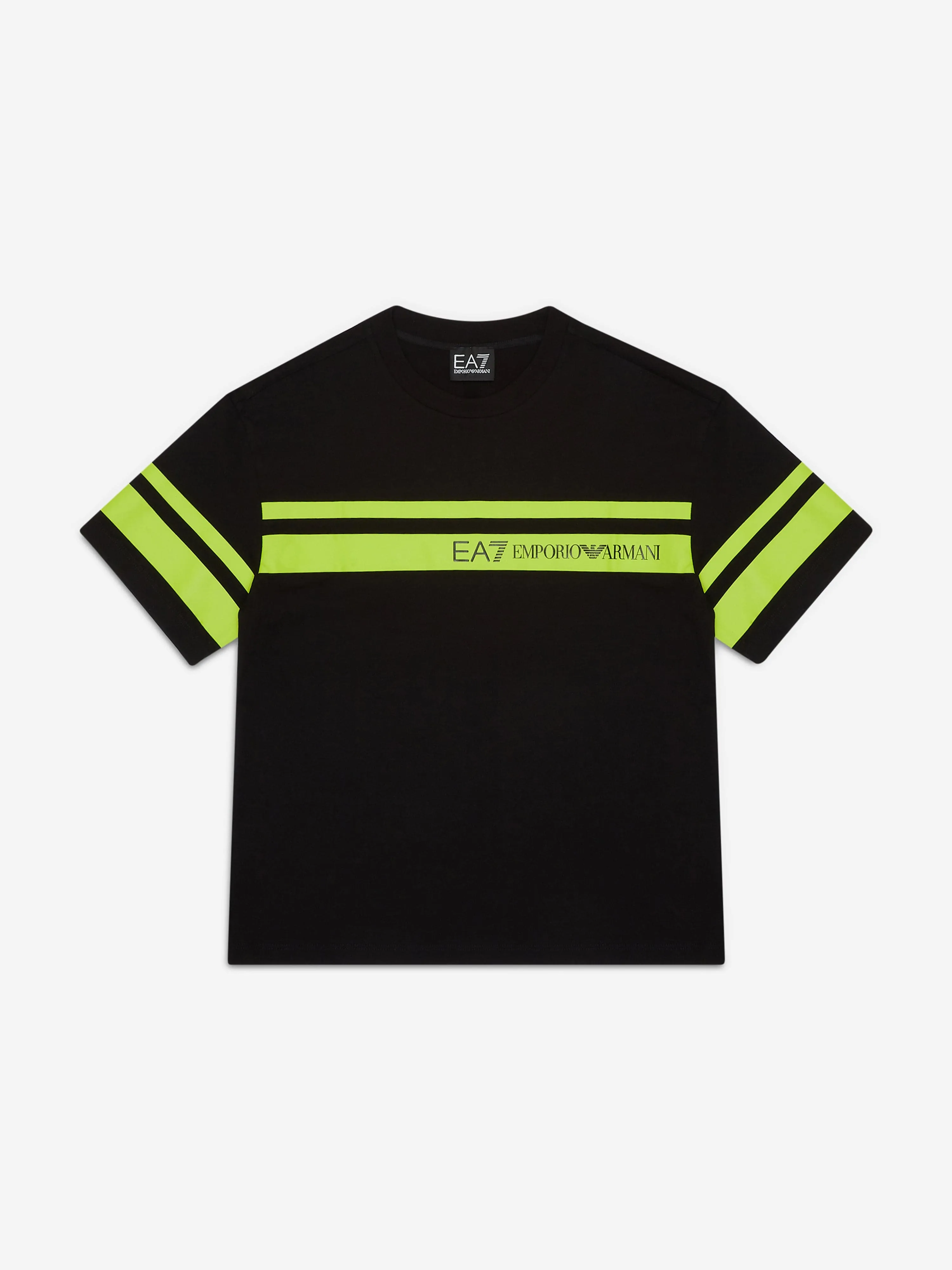 EA7 Emporio Armani Boys Striped Logo T-Shirt in Black