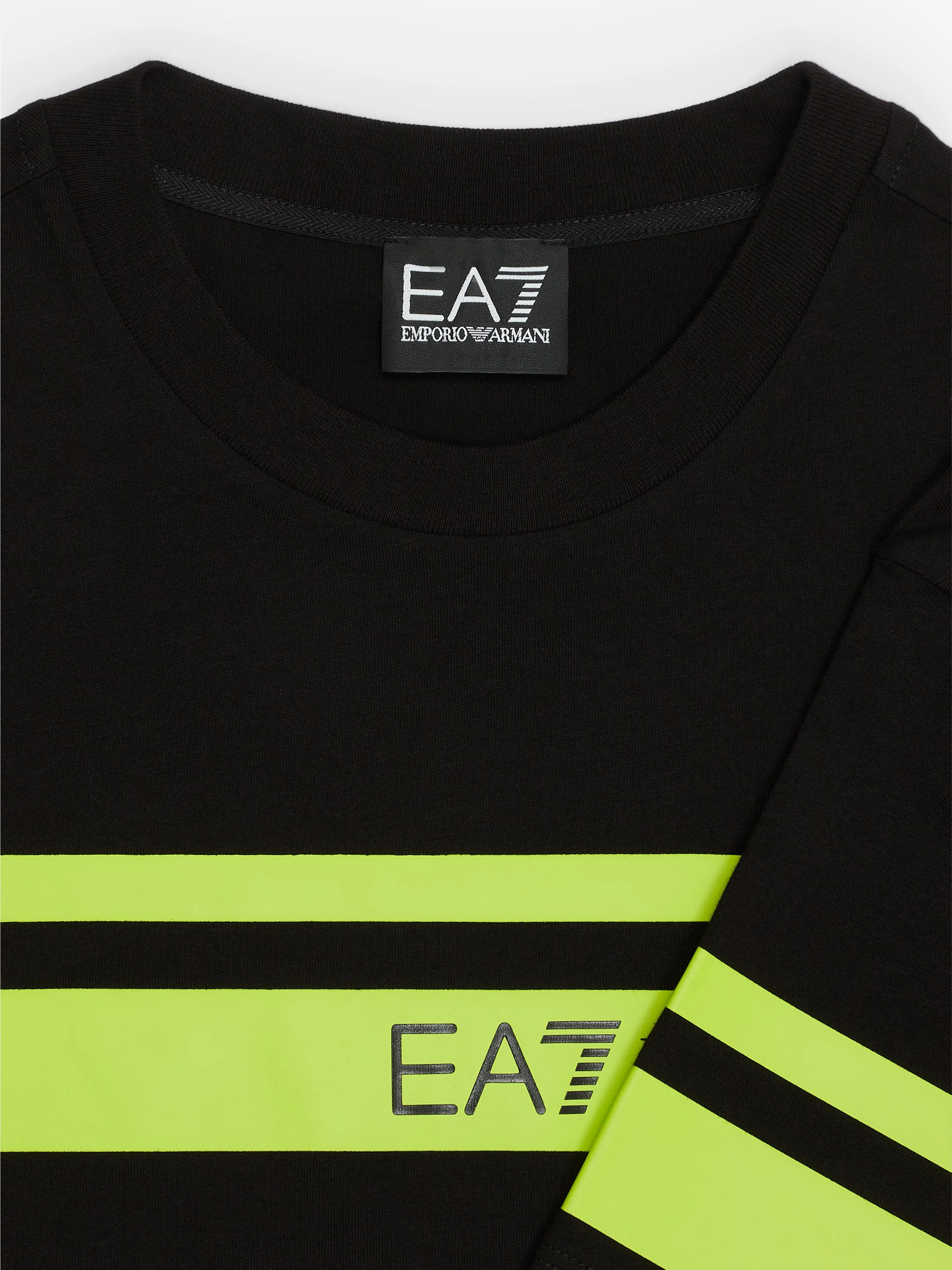 EA7 Emporio Armani Boys Striped Logo T-Shirt in Black