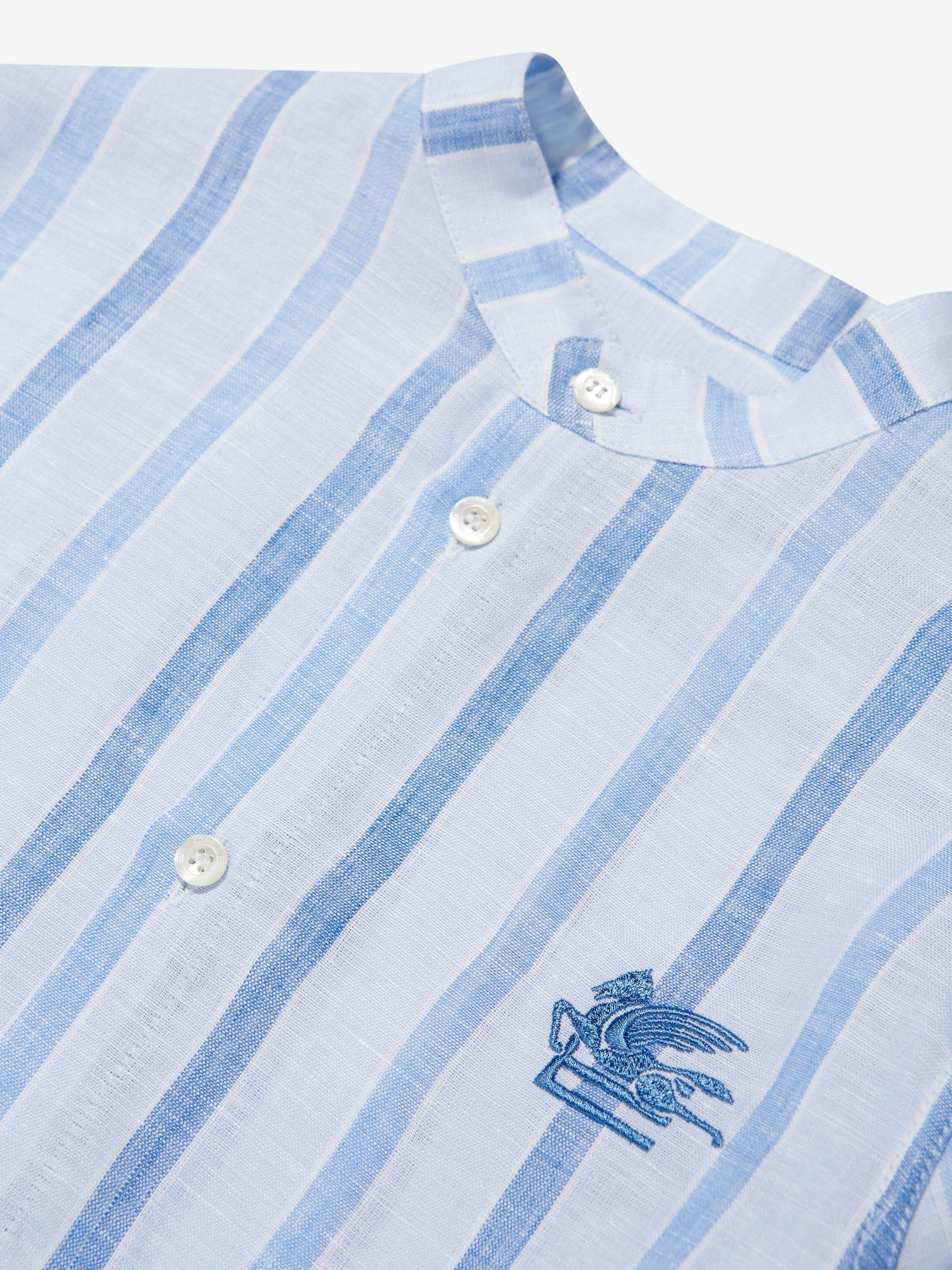 Etro Boys Striped Linen Shirts in White