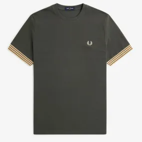 Fred Perry Striped Cuff T-Shirt - Field Green