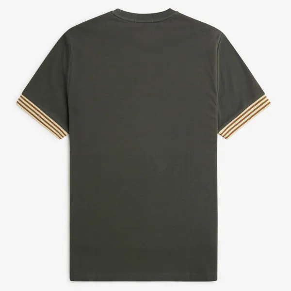 Fred Perry Striped Cuff T-Shirt - Field Green