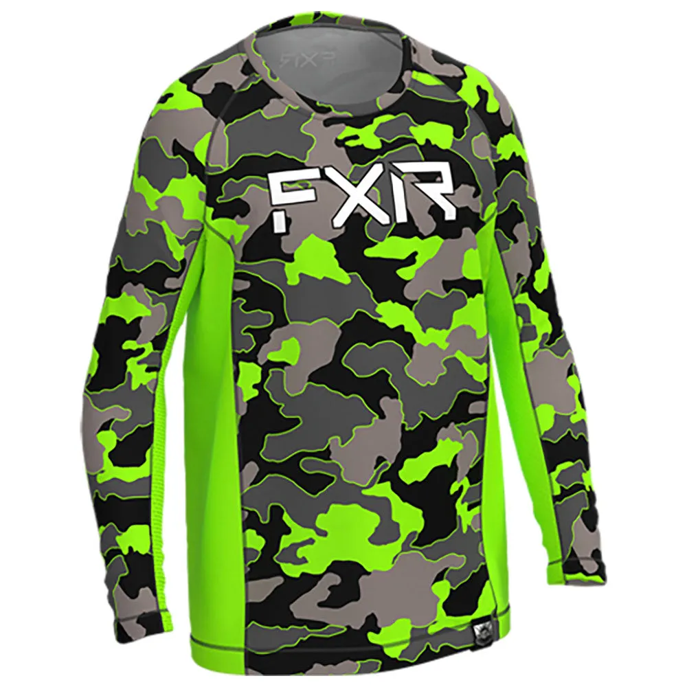 FXR Attack UPF Longsleeve T-Shirt Grey Camo/Lime