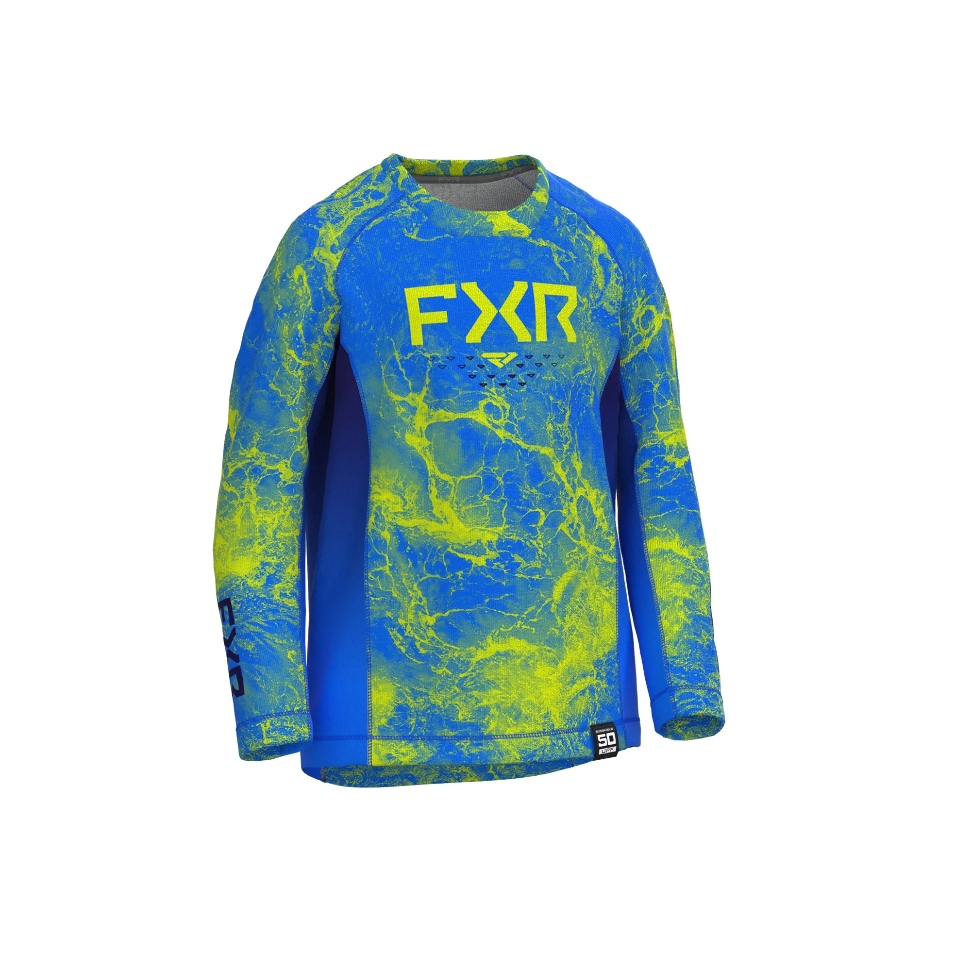 FXR Toddler Attack UPF Longsleeve T-Shirt Blue-HiVis Ripple