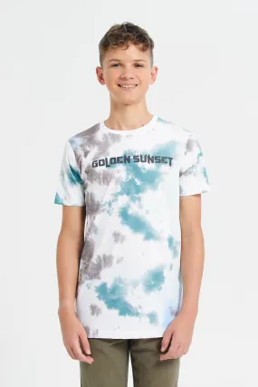 Green Golden Sunset Tye Dye Tee With Hd Print