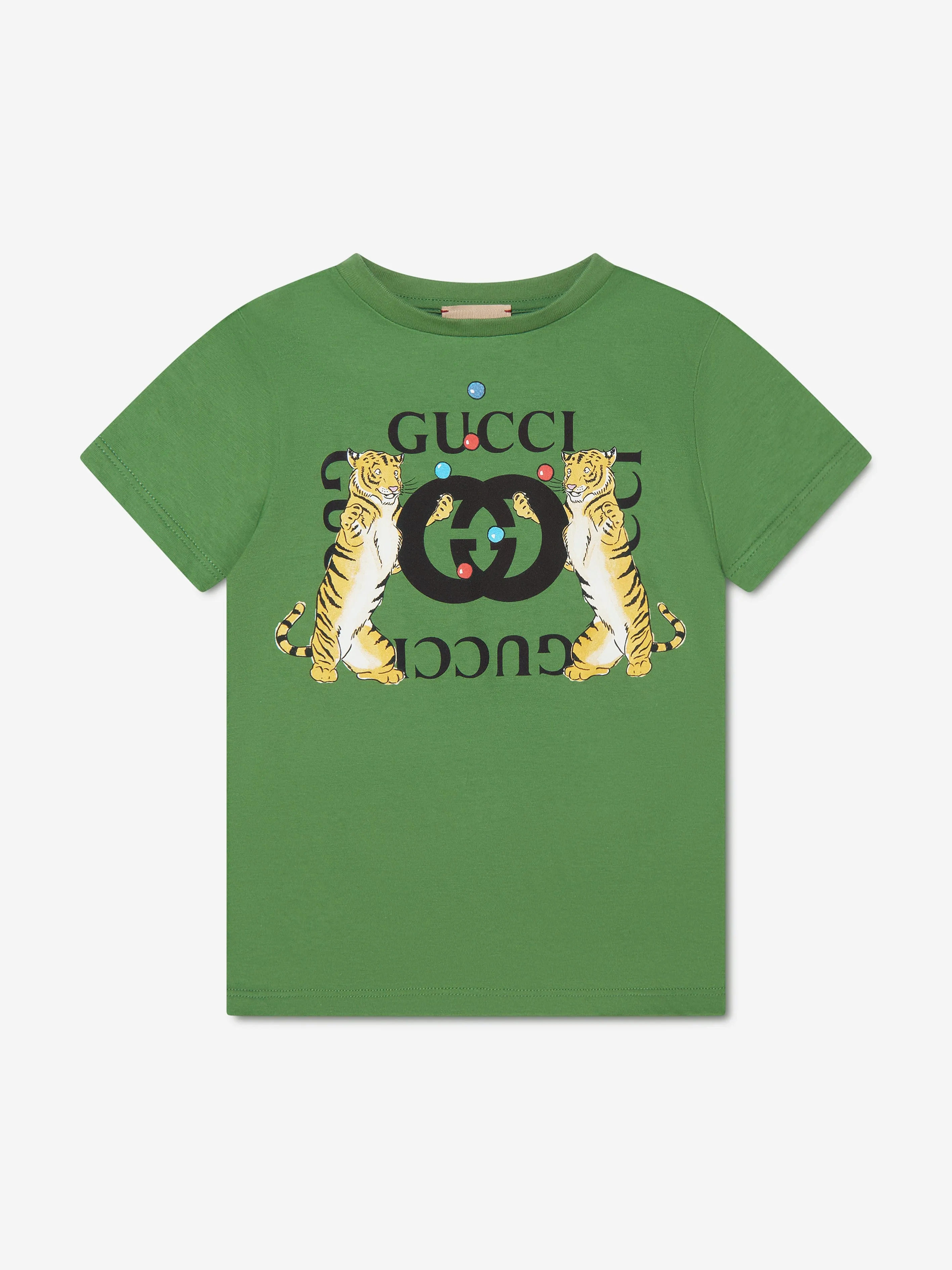 Gucci Kids Tiger Logo T-Shirt in Green