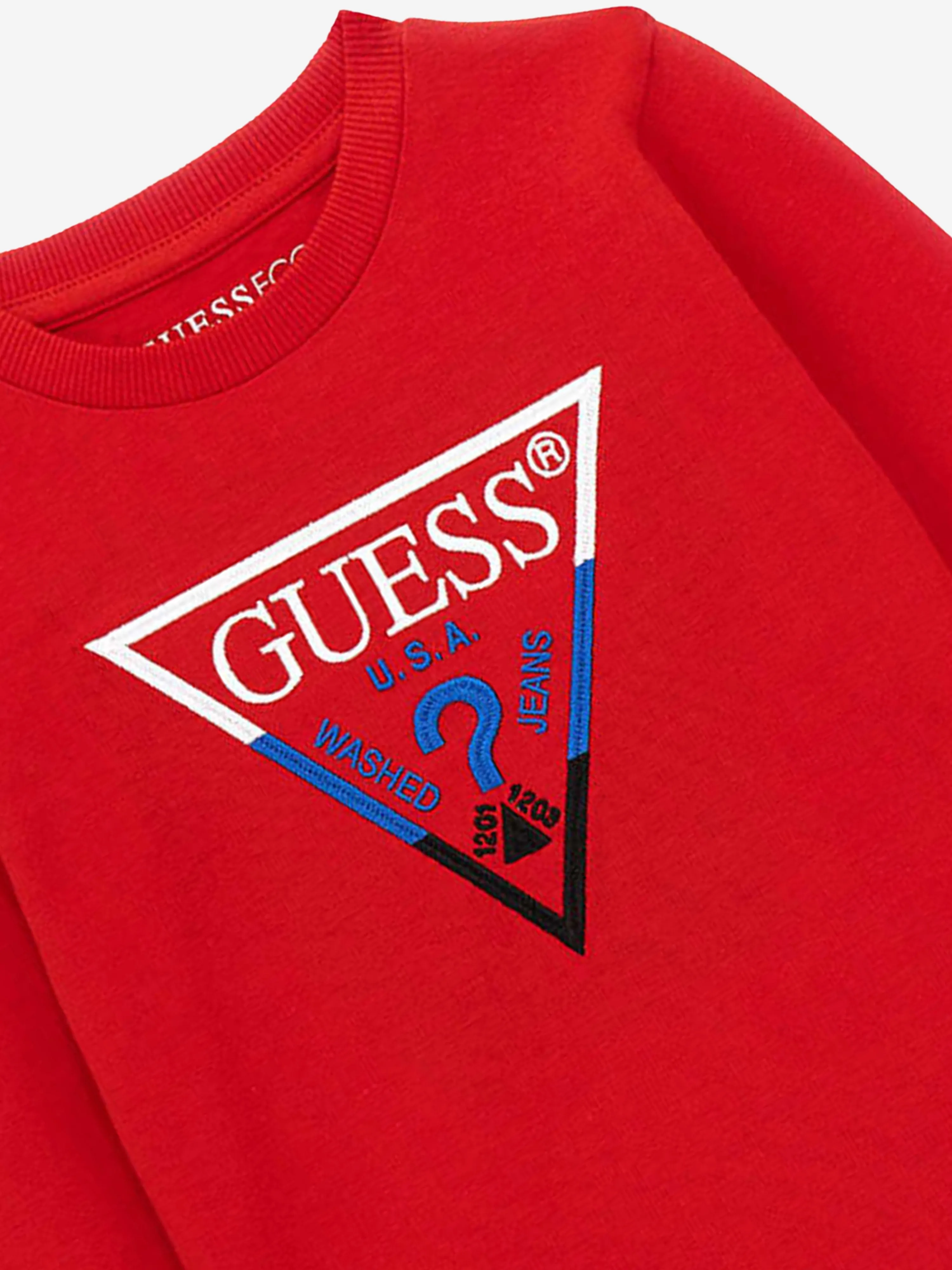 Guess Boys Long Sleeve Logo T-Shirt in Red