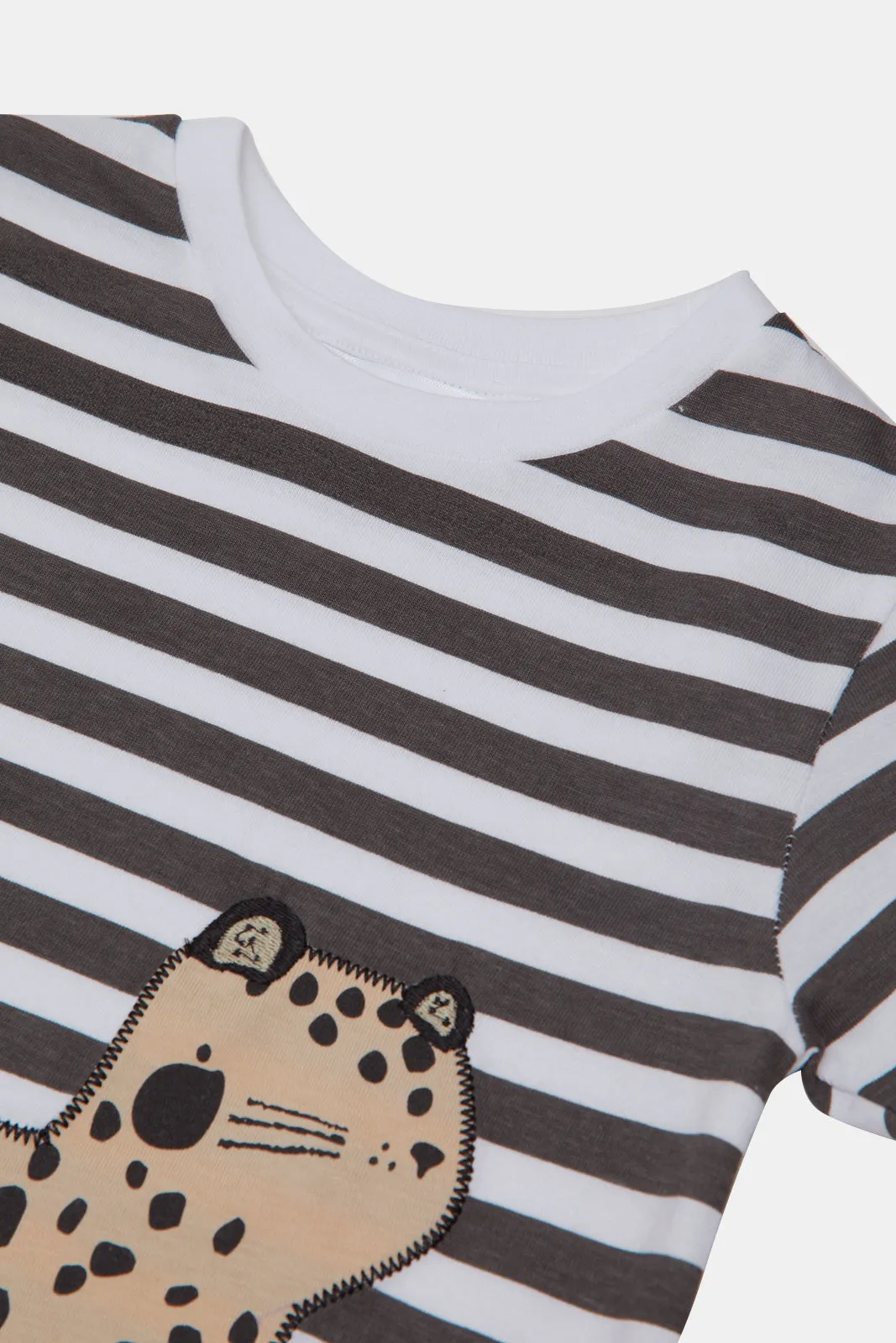 Infant Boys Black And White Cat Stripe T-Shirt