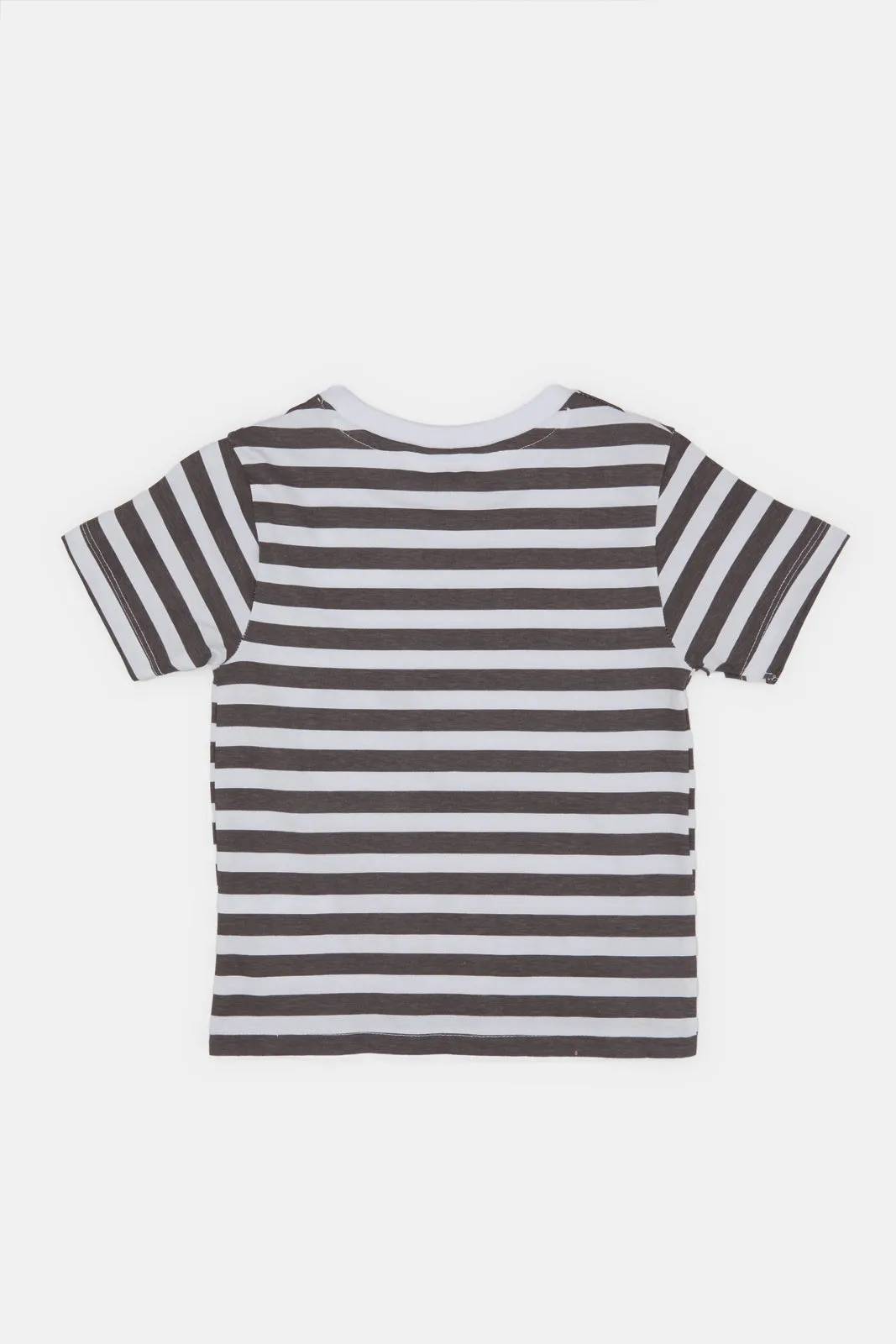 Infant Boys Black And White Cat Stripe T-Shirt