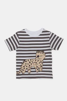 Infant Boys Black And White Cat Stripe T-Shirt