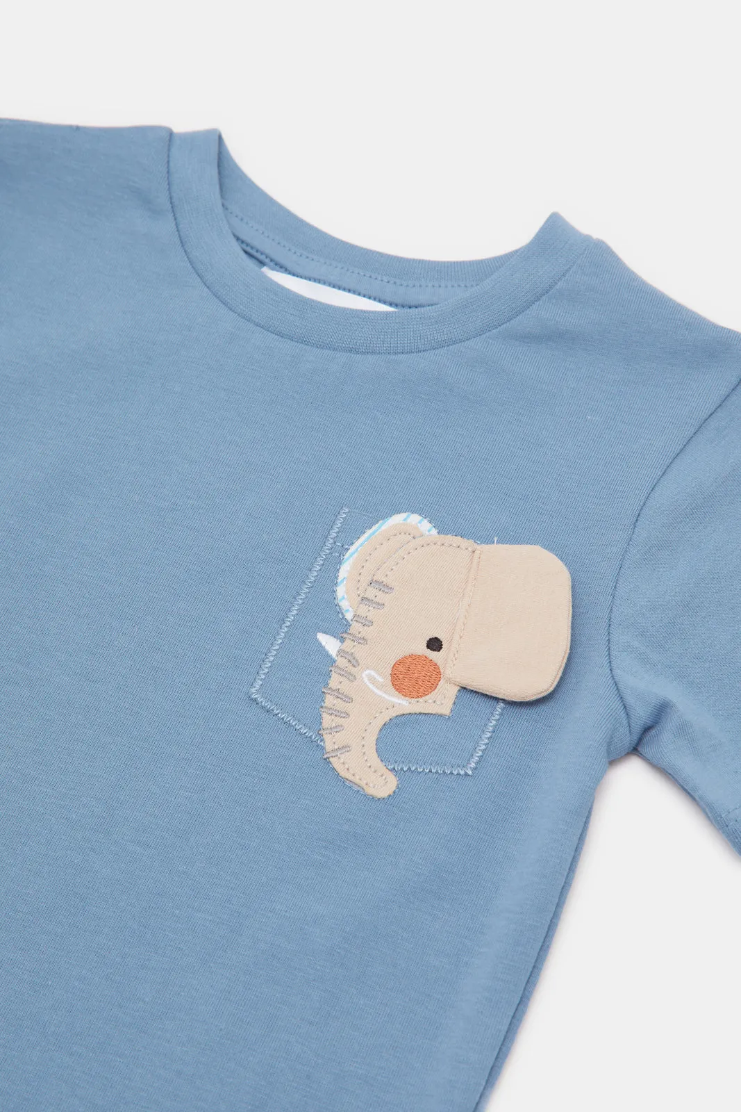 Infant Boys Blue Elephant Pocket T-Shirt