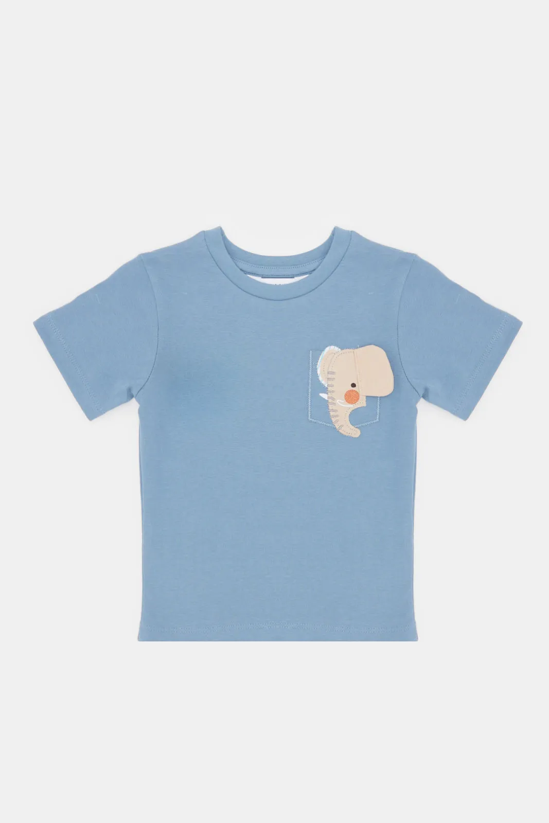 Infant Boys Blue Elephant Pocket T-Shirt