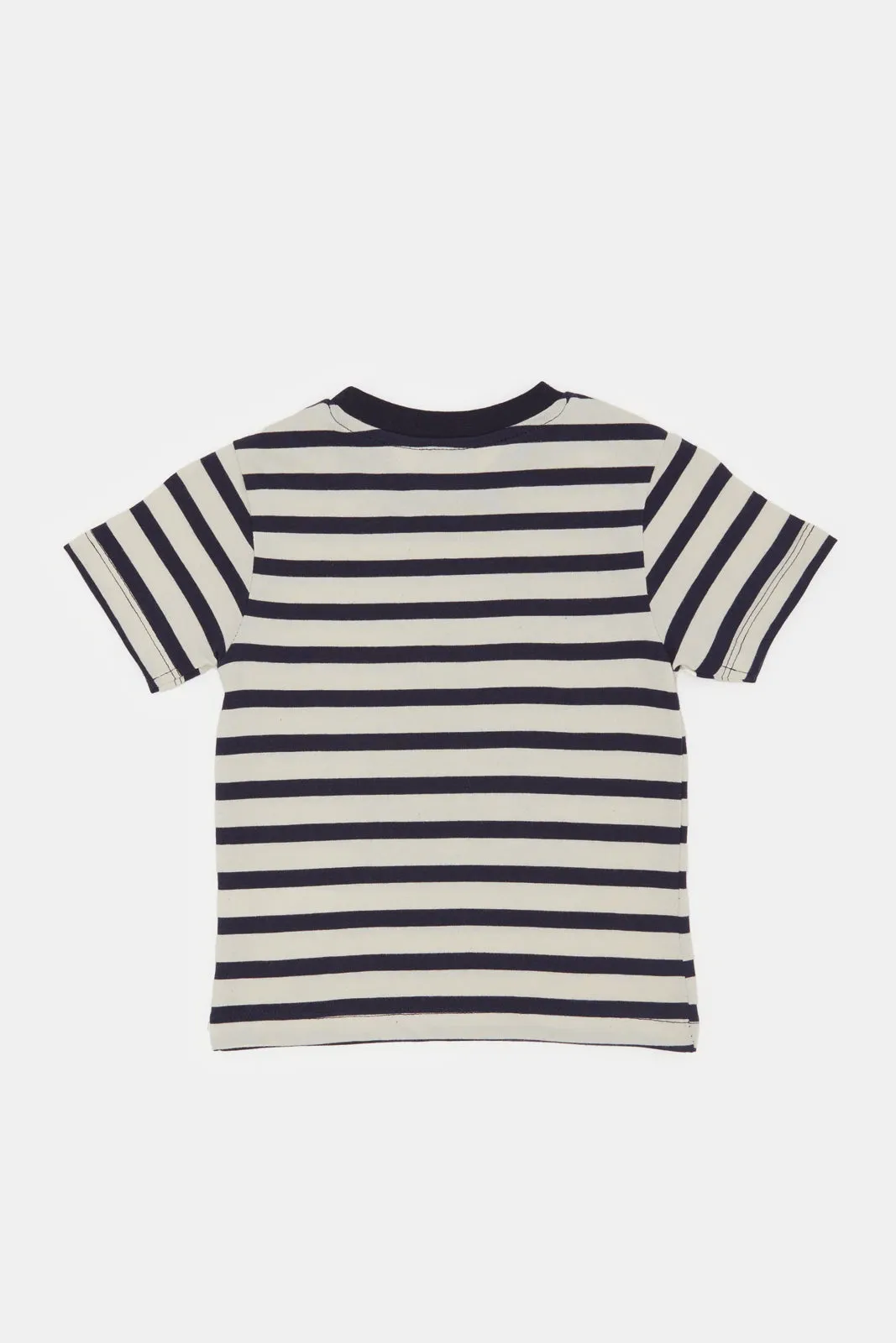 Infant Boys White And Black Stripe Boucle Dino T-Shirt