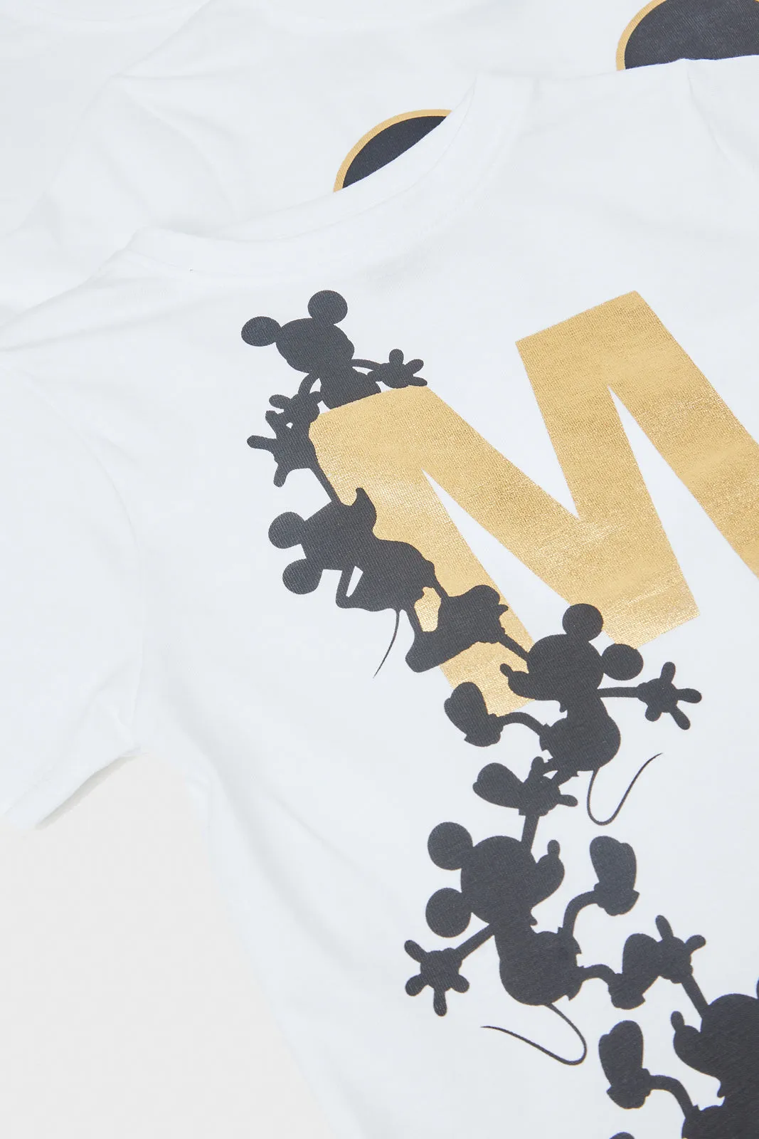 Infant Boys White Golden Foil Mickey Mouse T-Shirts Set (Pack Of 3)