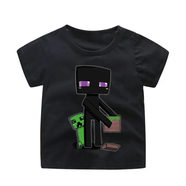 Kids Enderman Print T-shirt Cartoon Boys T Shirts Costume Girls Tees Tops Clothing Children Summer Clothes Baby Shirt X3134130