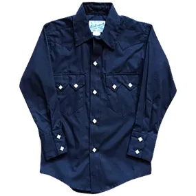 Kid's Youth Vintage Solid Black Western Shirt