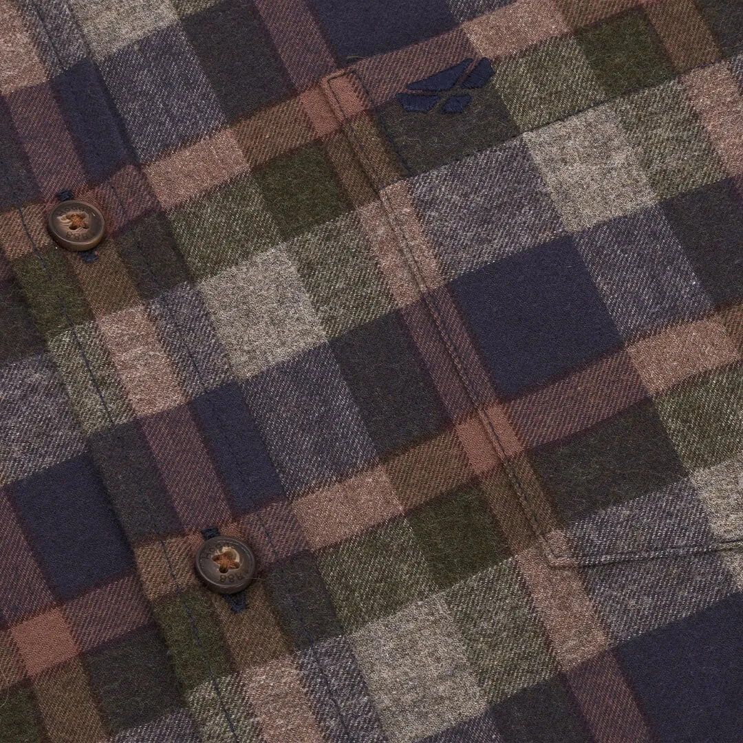 Kirkwall Brushed Flannel Check Shirt - Navy/Green Check by Hoggs of Fife