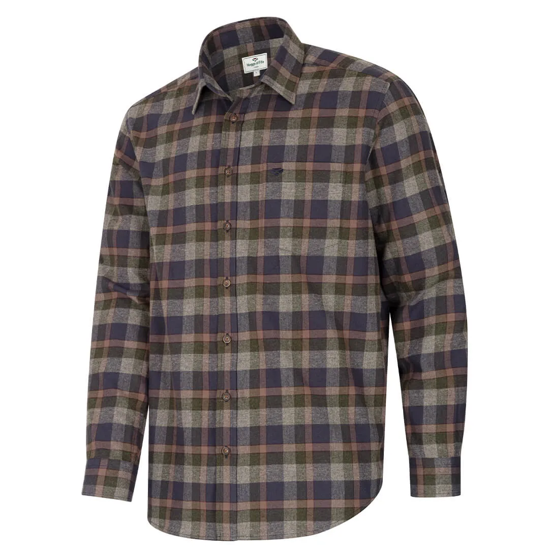 Kirkwall Brushed Flannel Check Shirt - Navy/Green Check by Hoggs of Fife