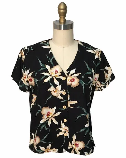 Ladies Star Orchid Black V-Neck Blouse