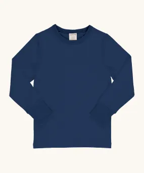 Maxomorra Solid Navy Long Sleeve Top