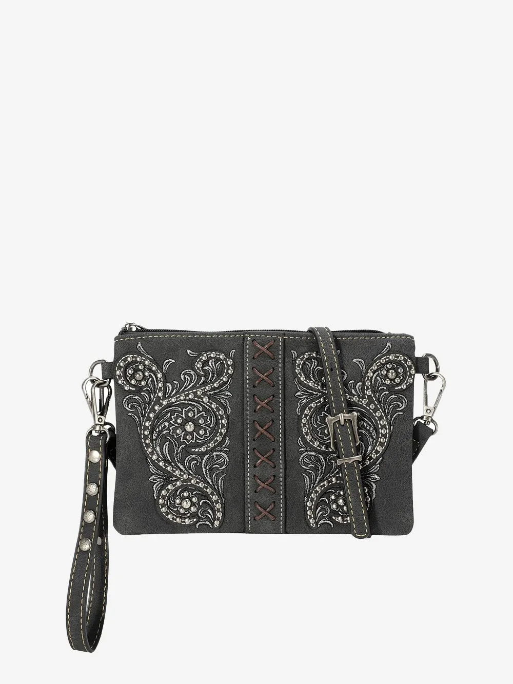 Montana West Floral Embroidered Crossbody Clutch