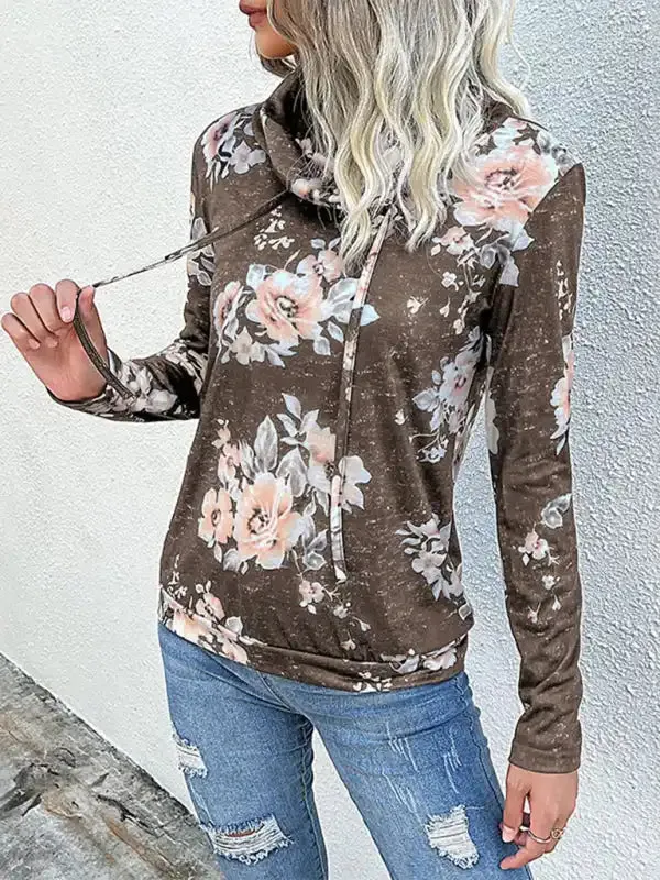 New Ladies Long Sleeve Floral Print Sweatshirt