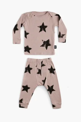 Nununu Soft Faded Star Baby Set - Powder Pink (Size 12/18M left)