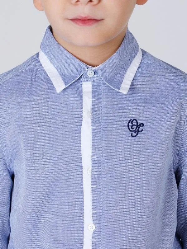 One Friday Blue Solid Shirt