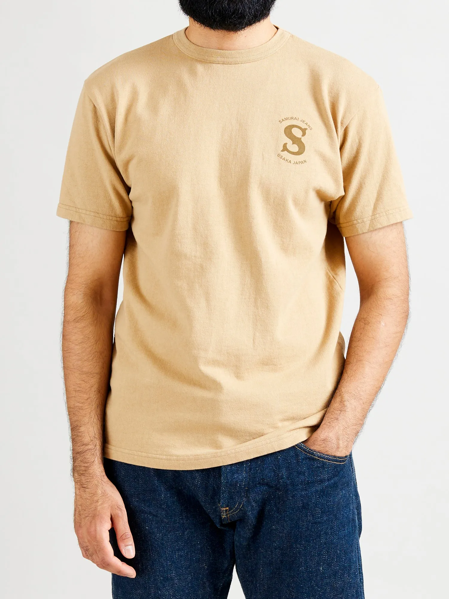 "Ranji" Inlay Loopwheel T-Shirt in Beige