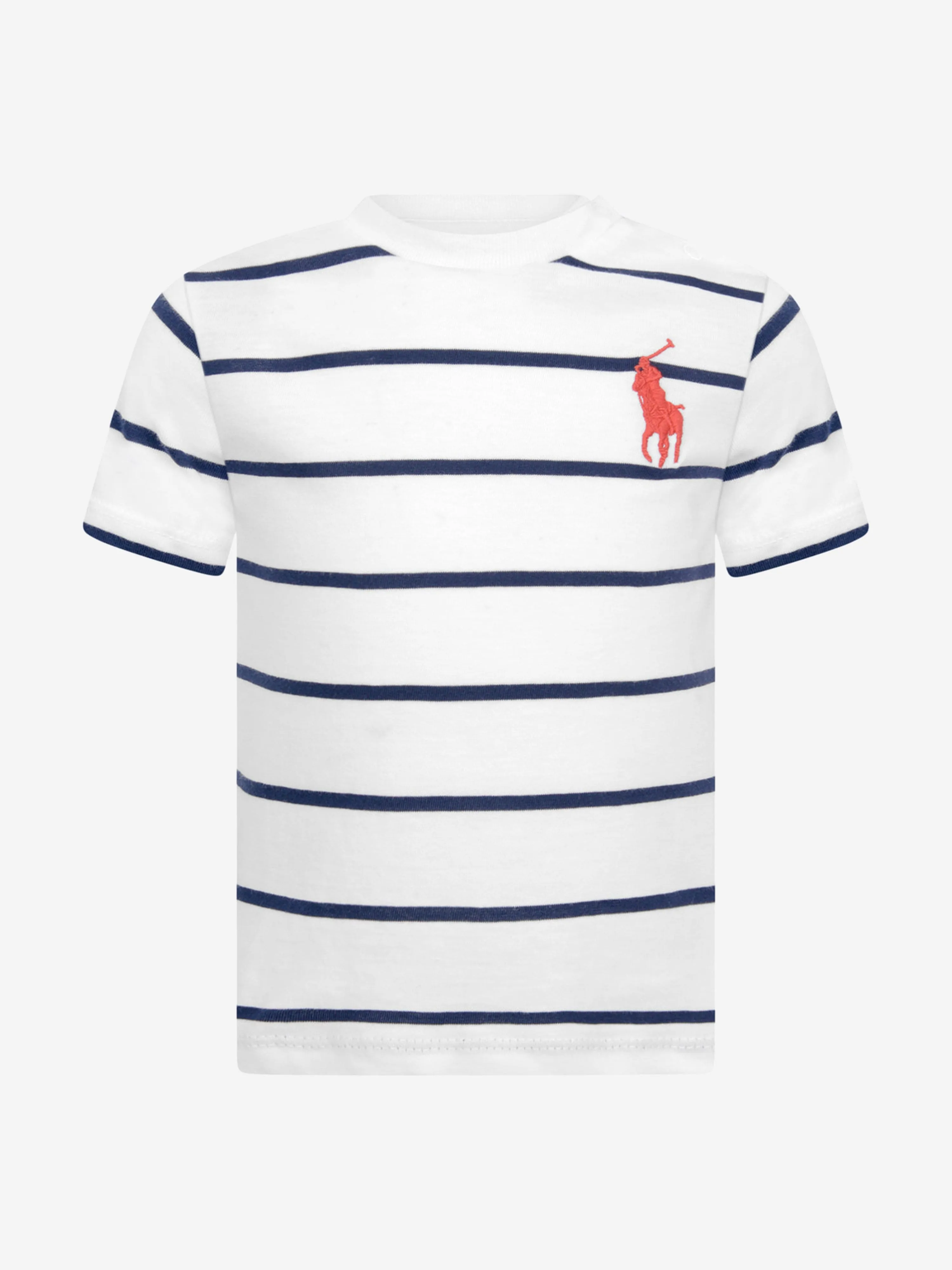 Ralph Lauren Boys White Striped Cotton T-Shirt