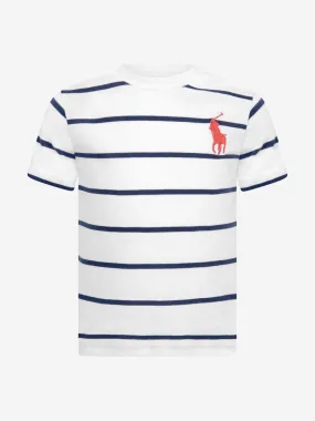 Ralph Lauren Boys White Striped Cotton T-Shirt