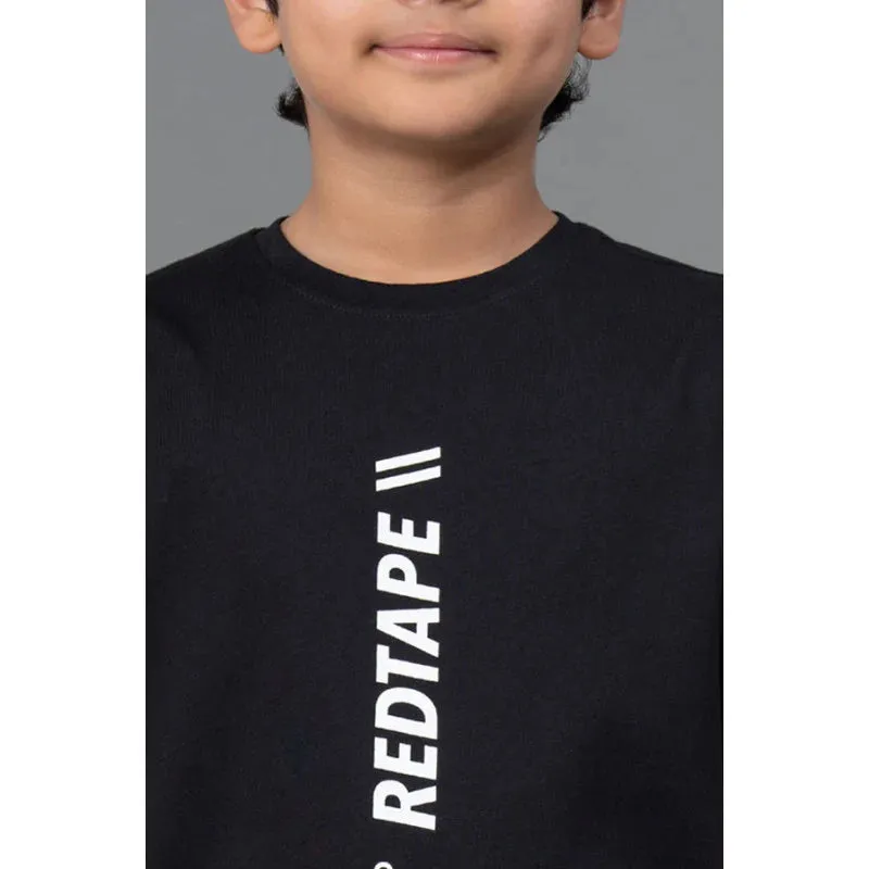 RedTape Unisex Kids T-Shirt- Best in Comfort| Cotton| Black Colour| Round Neck| Casual Look