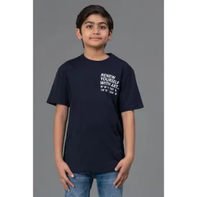 RedTape Unisex Kids T-Shirt- Best in Comfort| Cotton| Navy Colour| Round Neck| Casual Look