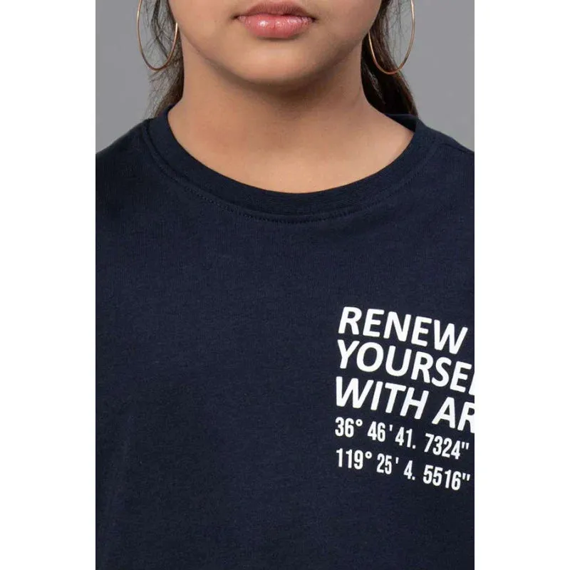 RedTape Unisex Kids T-Shirt- Best in Comfort| Cotton| Navy Colour| Round Neck| Casual Look