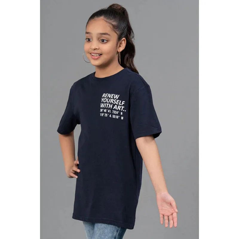 RedTape Unisex Kids T-Shirt- Best in Comfort| Cotton| Navy Colour| Round Neck| Casual Look