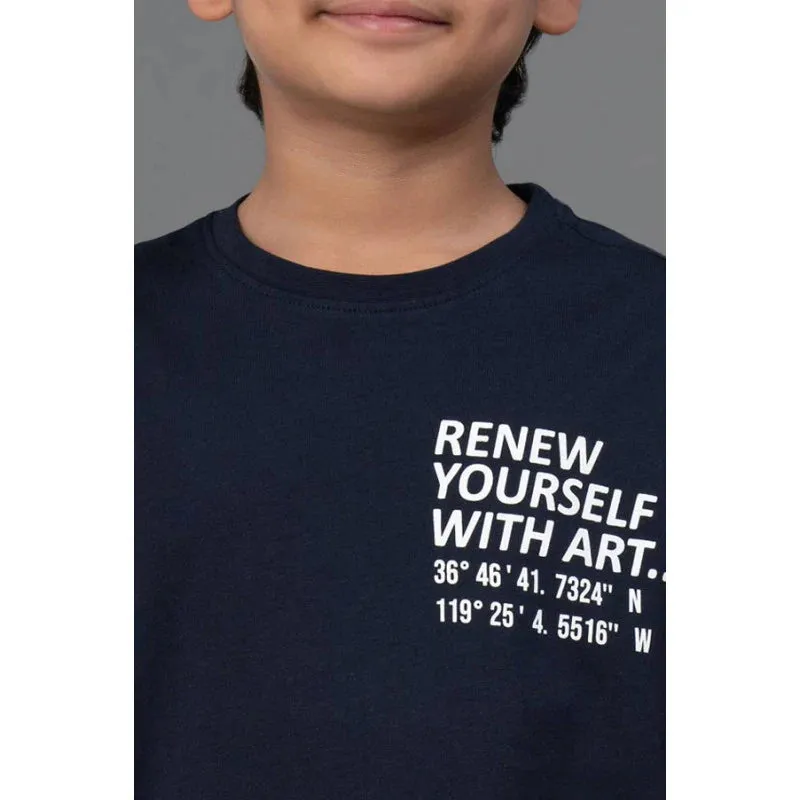 RedTape Unisex Kids T-Shirt- Best in Comfort| Cotton| Navy Colour| Round Neck| Casual Look