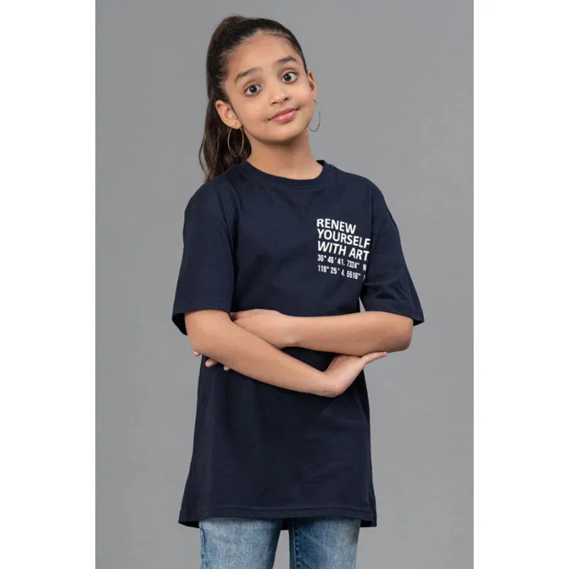 RedTape Unisex Kids T-Shirt- Best in Comfort| Cotton| Navy Colour| Round Neck| Casual Look