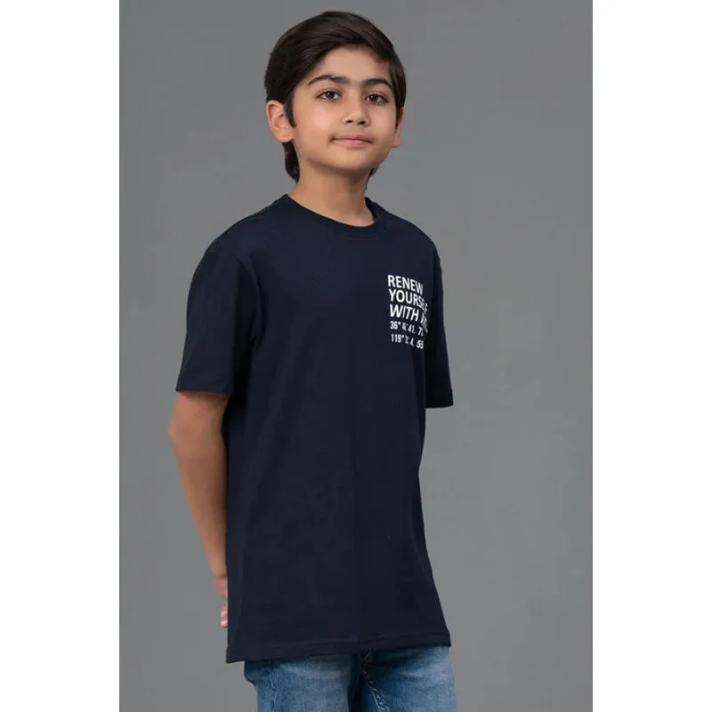 RedTape Unisex Kids T-Shirt- Best in Comfort| Cotton| Navy Colour| Round Neck| Casual Look