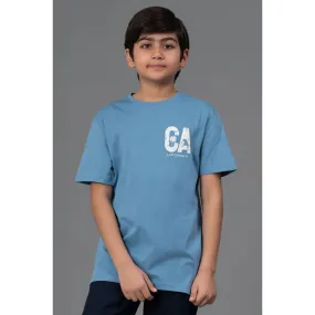 RedTape Unisex Kids T-Shirt- Best in Comfort| Cotton| Steel Blue Colour| Regular look| Round Neck|