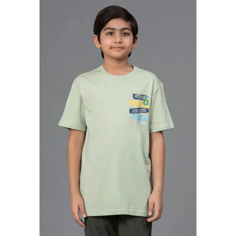 RedTape Unisex T-Shirt for Kids- Best in Comfort| Cotton| Light Green Colour| Round Neck| Casual Look