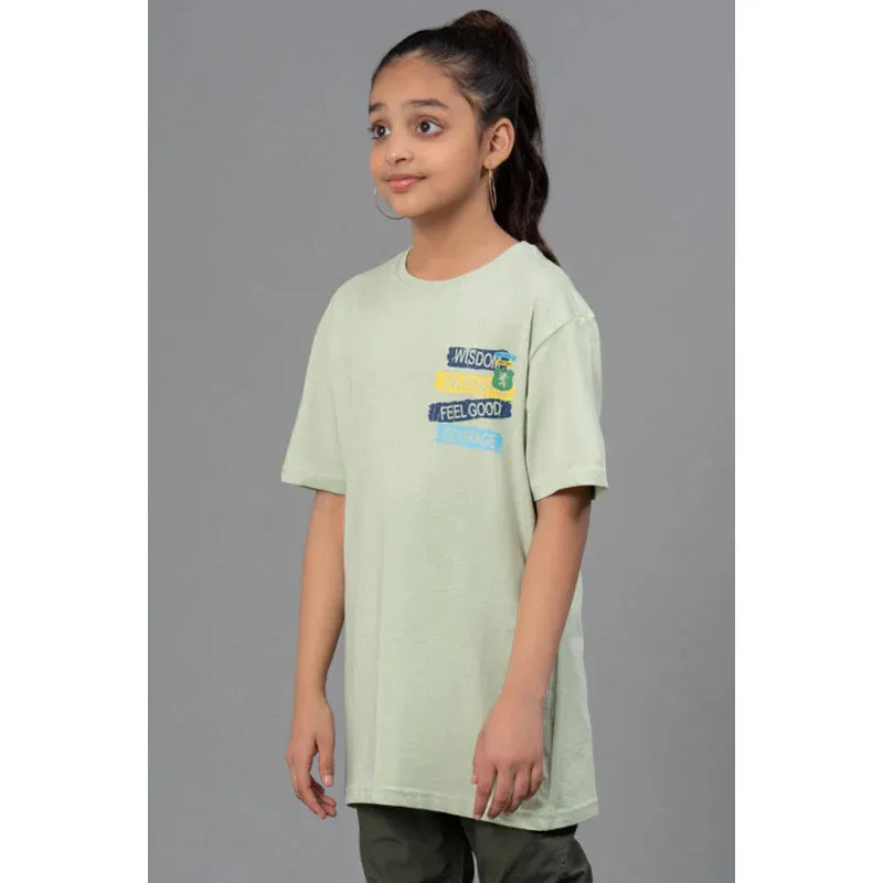 RedTape Unisex T-Shirt for Kids- Best in Comfort| Cotton| Light Green Colour| Round Neck| Casual Look