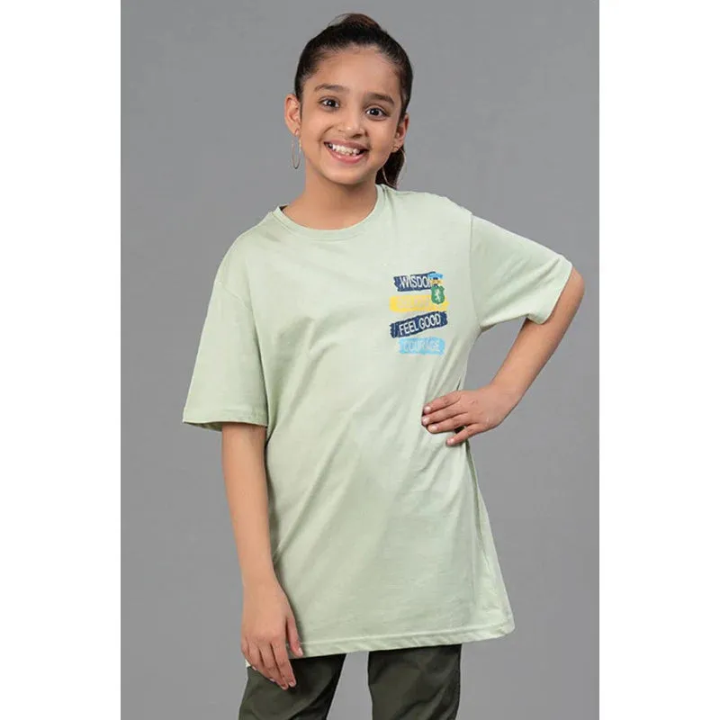 RedTape Unisex T-Shirt for Kids- Best in Comfort| Cotton| Light Green Colour| Round Neck| Casual Look