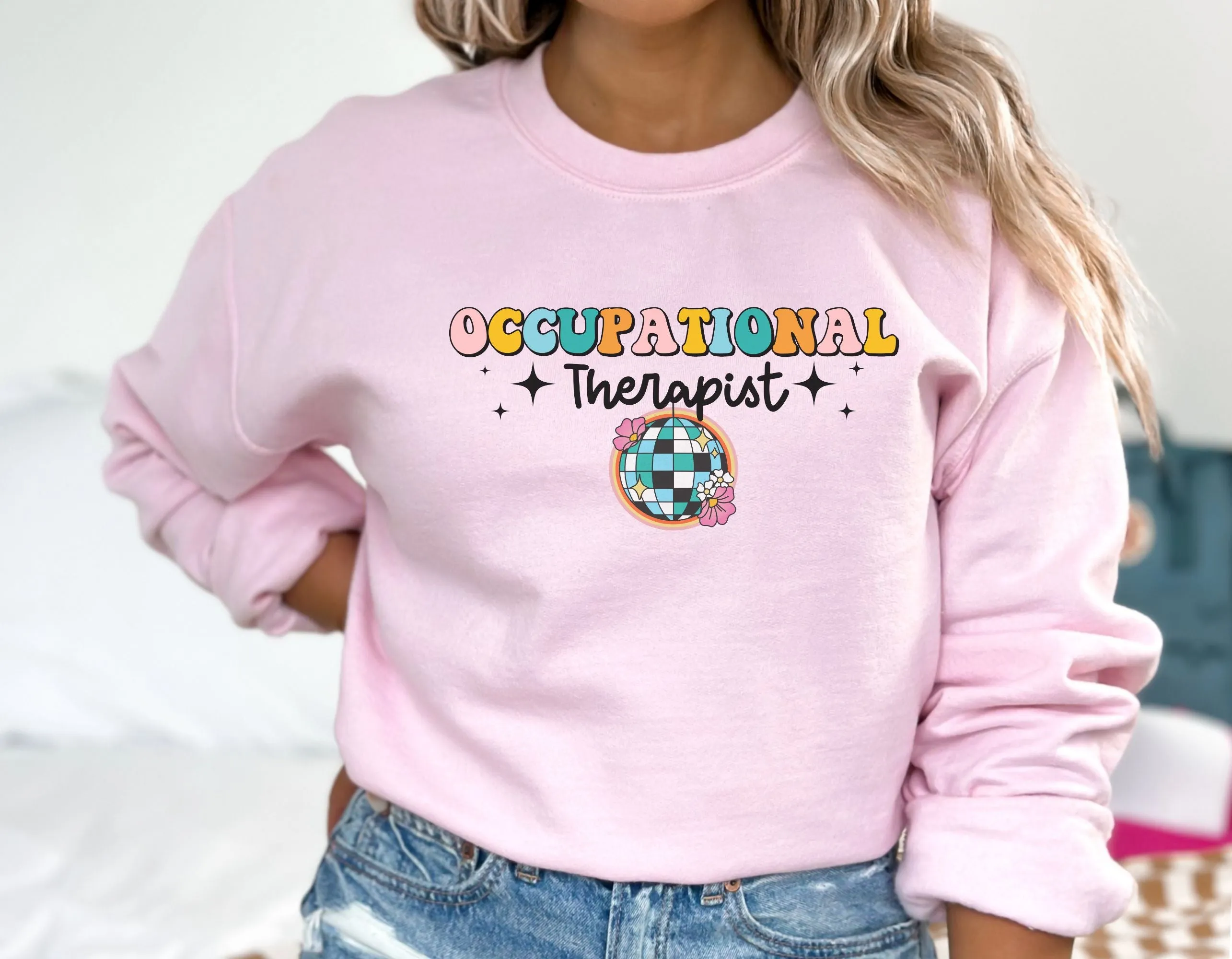 Retro OT Sweatshirt, Occupational therapy crewneck, OT OTA tee, Occupational Therapist Disco Gilden Heavyblend