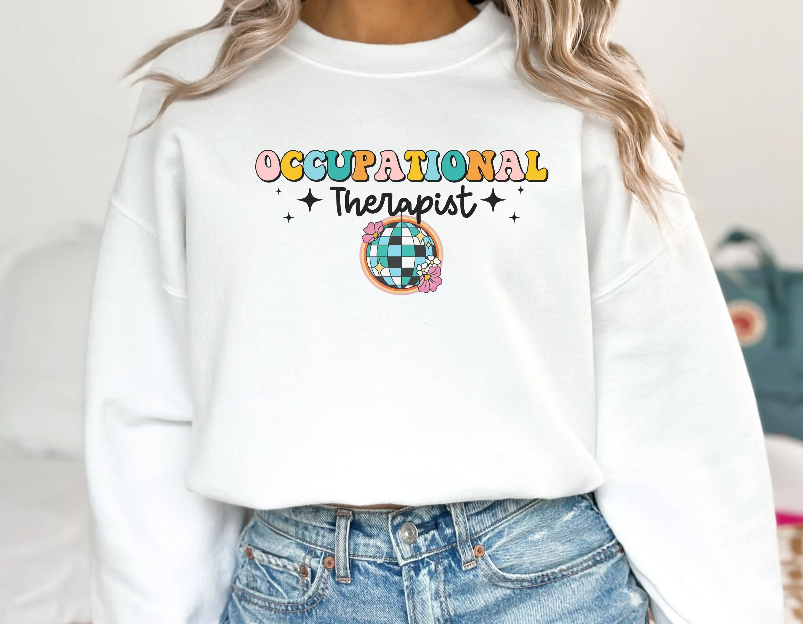 Retro OT Sweatshirt, Occupational therapy crewneck, OT OTA tee, Occupational Therapist Disco Gilden Heavyblend