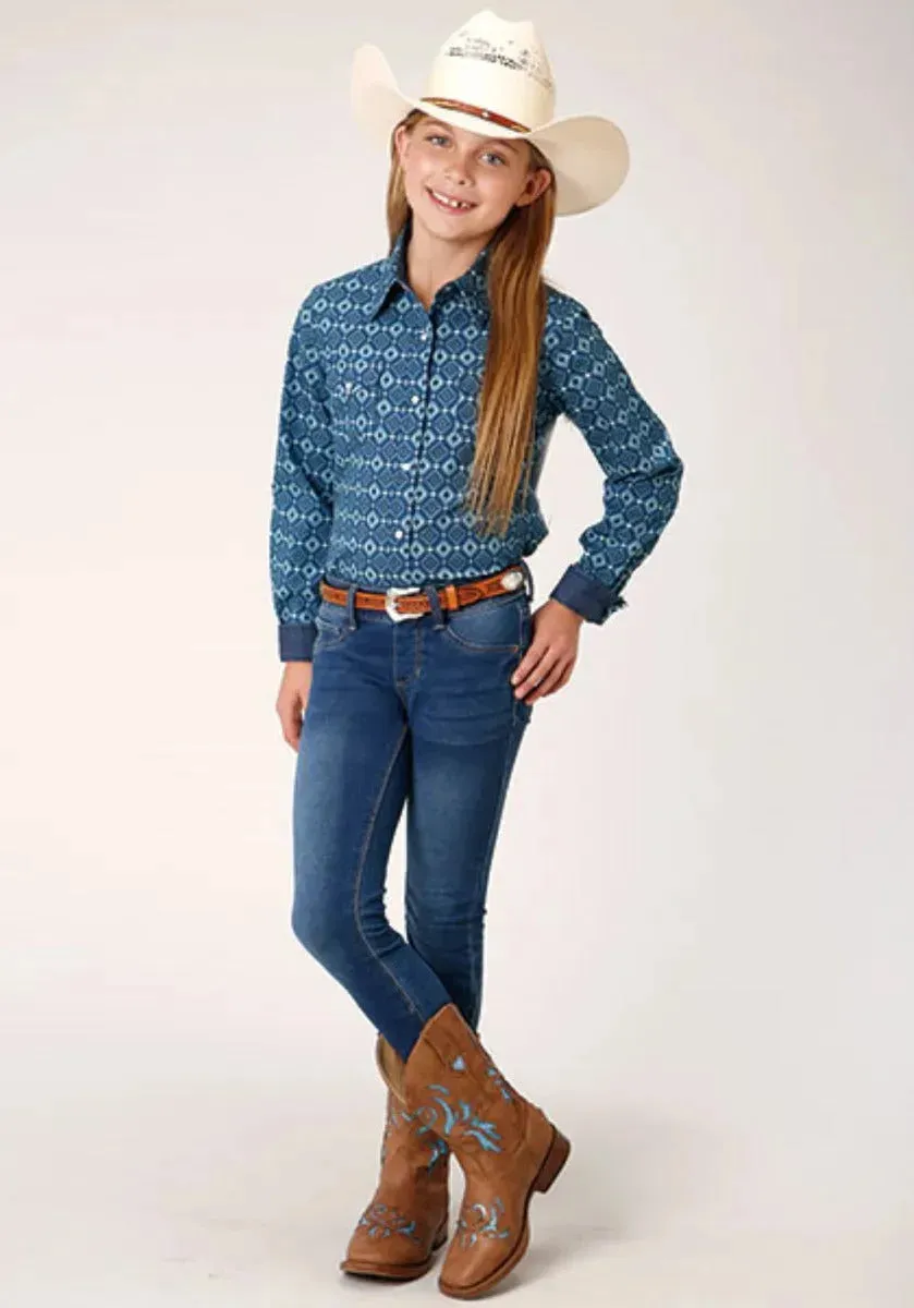 Roper West Made (Mini Aztec) - Girl's Western Snap Shirts