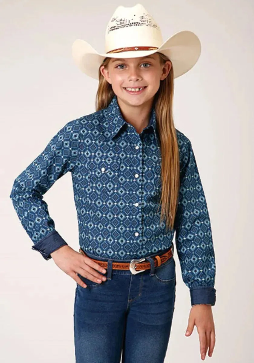 Roper West Made (Mini Aztec) - Girl's Western Snap Shirts